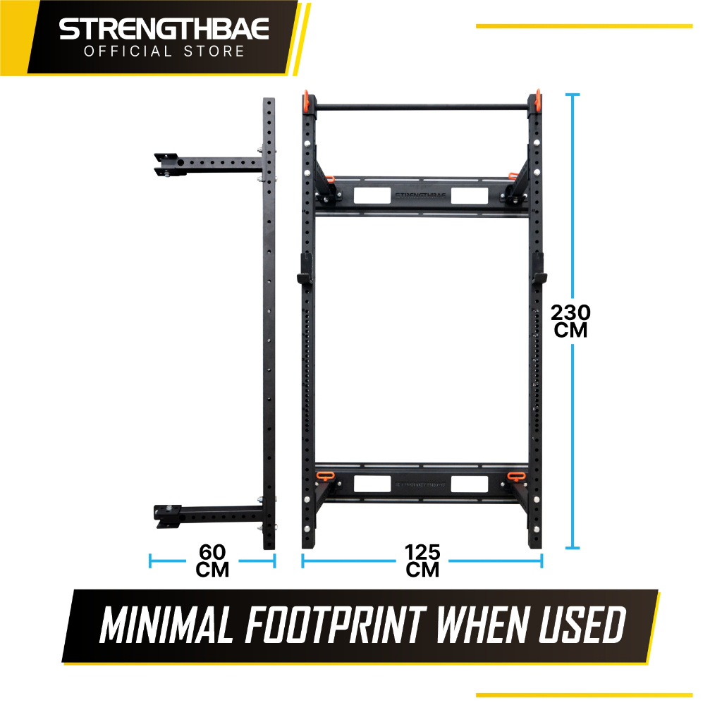 Jual Folding Squat Rack STRENGTHBAE Foldable Power Rack Wall Mount Rig ...