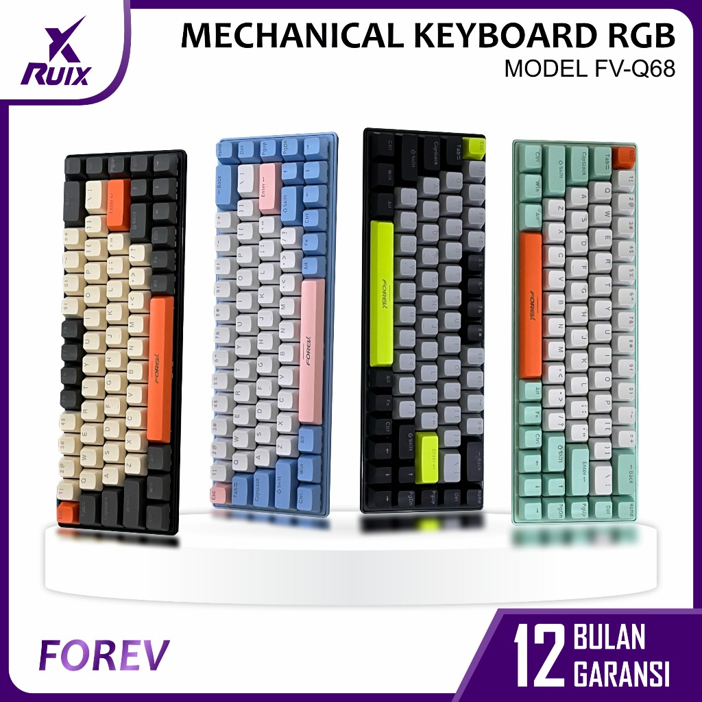 Jual Keyboard Gaming Blue Switch Forev FV-Q68 RGB Wired Type C to USB ...