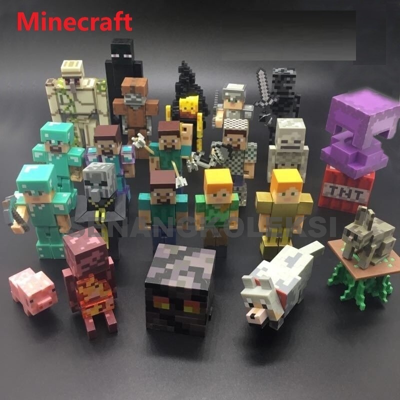 Jual Mainan Pajangan Figure Minecraft.Enderman Zombie Alex Steve ...