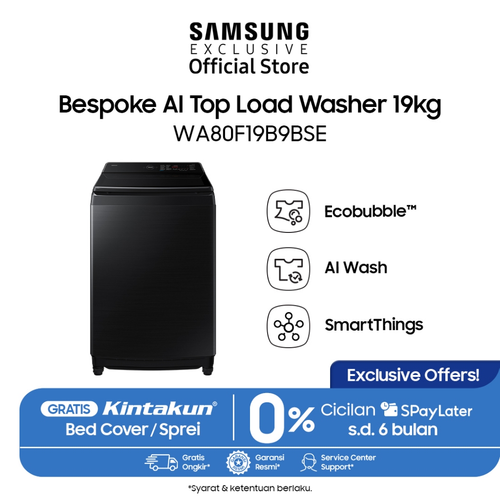Jual Samsung Mesin Cuci Bespoke AI Top Load Washer 19kg | WA80F19 ...