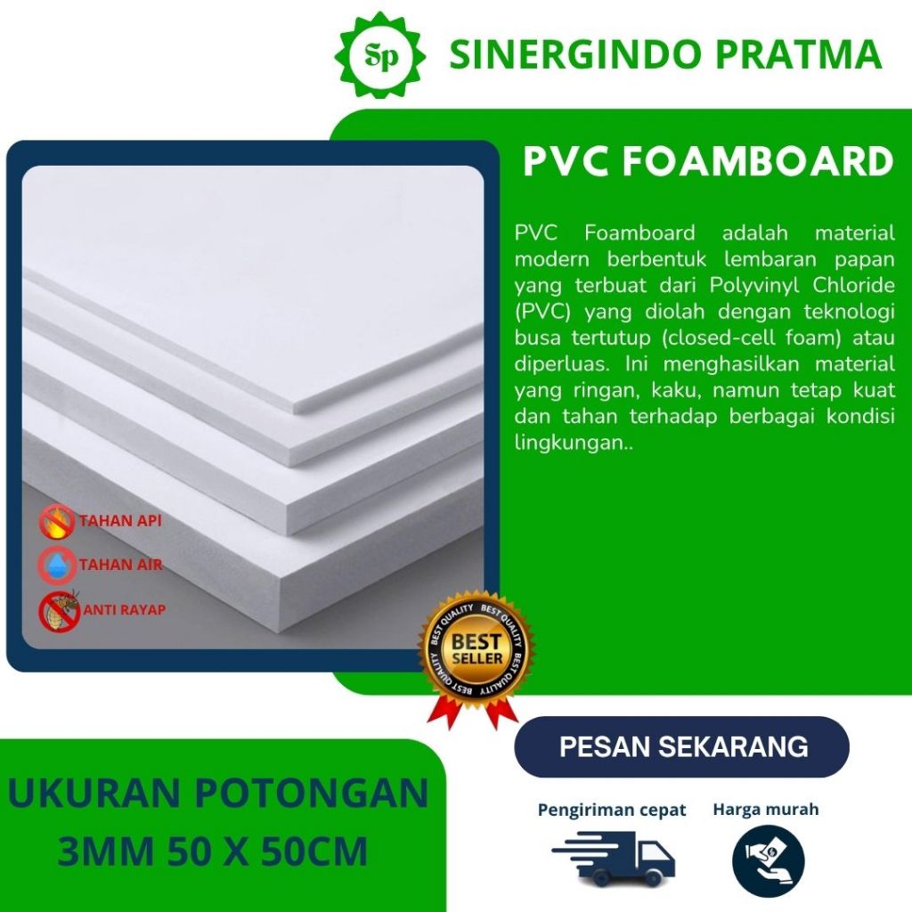 Jual PVC Board / PVC Foamboard / potongan ukuran 3mm 50 x 50cm | Shopee ...