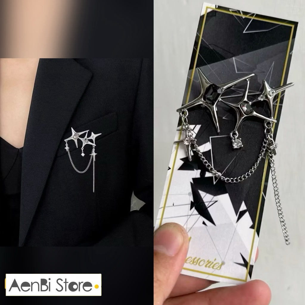 Jual Lapel pin rantai/bros rantai jas - star silver rantai | Shopee ...
