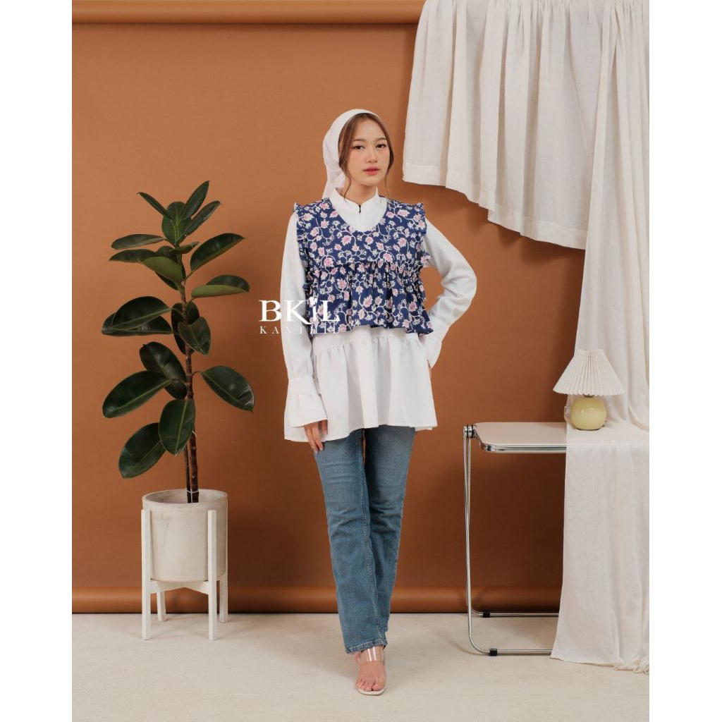 Jual VEST BATIK WANITA MODERN ETNIK ROMPI OUTER KATUN PREMIUM ATASAN ...