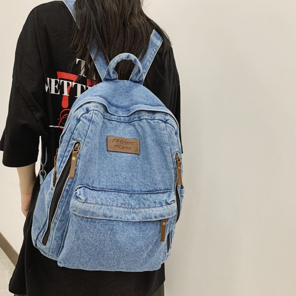 Jual ransel jeans kanvas denim tas ransel 8068#399 wanita new arrival ...