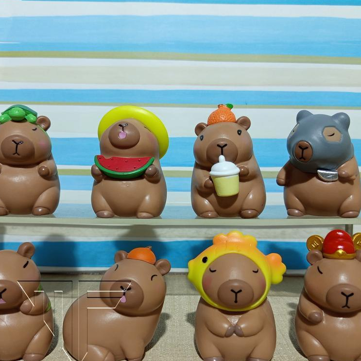 Jual Mainan Anak Figure Capybara 1 Set Isi 8 Pcs Topper Cake Kapibara ...