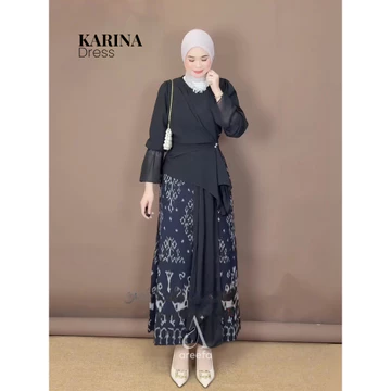 Areefa Gamis Dress Tenun Etnik Kombinasi Ceruty Premium Wanita Remaja Pesta Mewah
