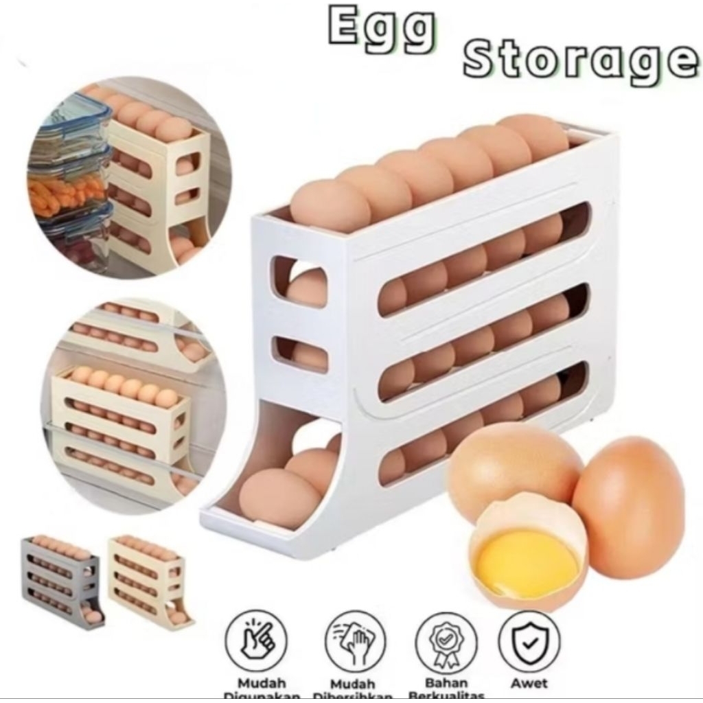 Jual Rak Telur 4 Tingkat Bergulir Serbaguna Egg Tray Tempat Penyimpanan ...