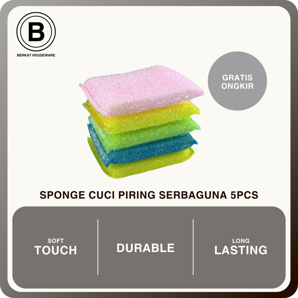 Jual SPONGE/SPONS/SABUT CUCI PIRING ISI 5 PCS | Shopee Indonesia