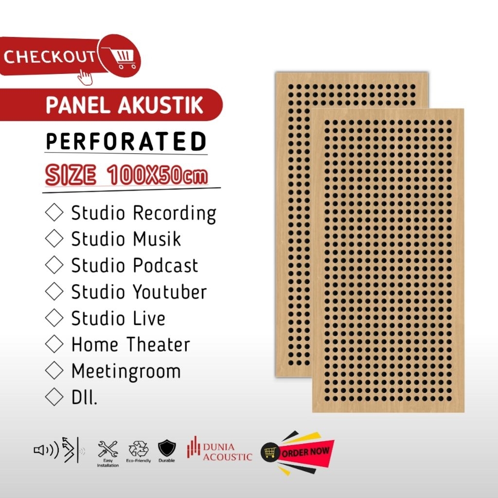 Jual Panel Akustik Peredam Suara Ruangan Perforated 100x50cm | Shopee ...