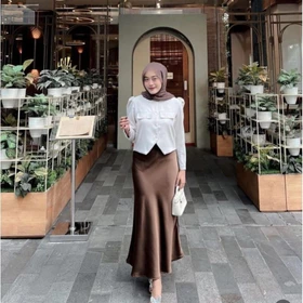 Rok Satin Silk Premium Satin Silk Skirt Rok Wanita Korean Skirt