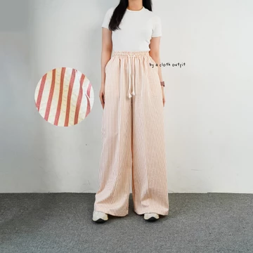 BYACLOTH Everyday Pants Stripe Pants Celana Panjang Wanita Baggy Kantor Kuliah Motif Garis