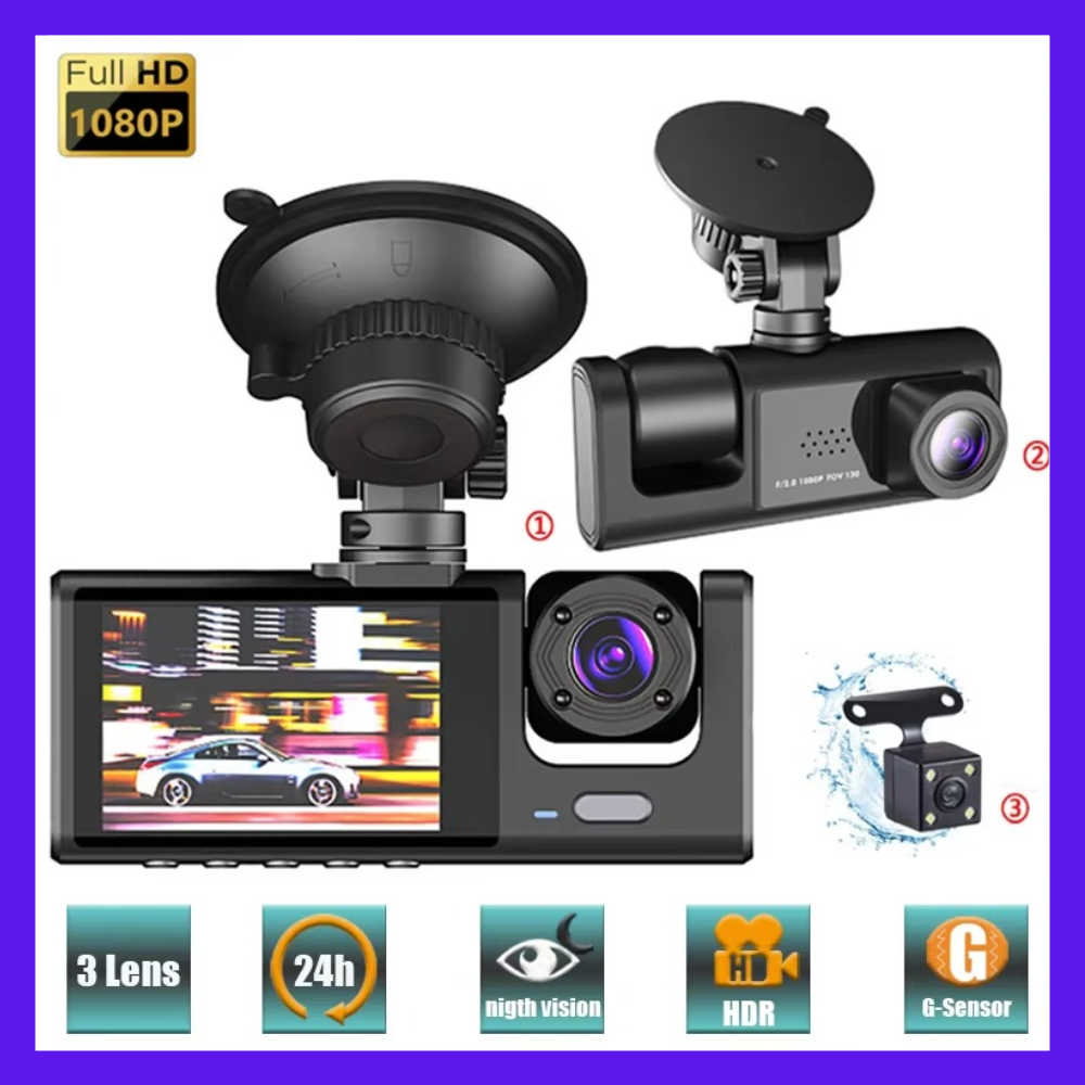 Jual Kamera Mobil Dashcam 3in1 Rear Front Cabin FHD 1080P 3 Channel ...