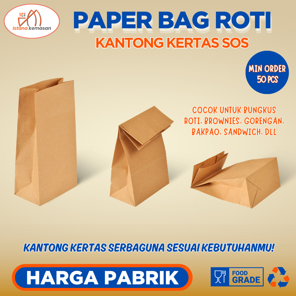 Jual Paper bag roti sos / kantong kertas makanan | Shopee Indonesia