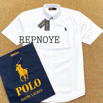 Repnoye Kemeja Pria Lengan Panjang Catton Twill Sueding Kemeja POLO'S Putih Pria Long Sleeve