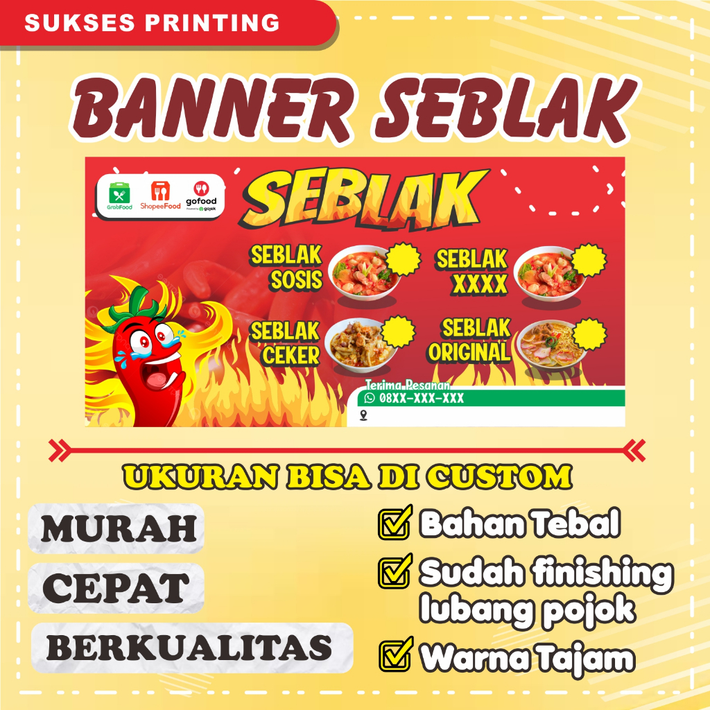 Jual BANNER / SPANDUK UNTUK WARUNG SEBLAK FREE DESIGN - UKURAN CUSTOM ...