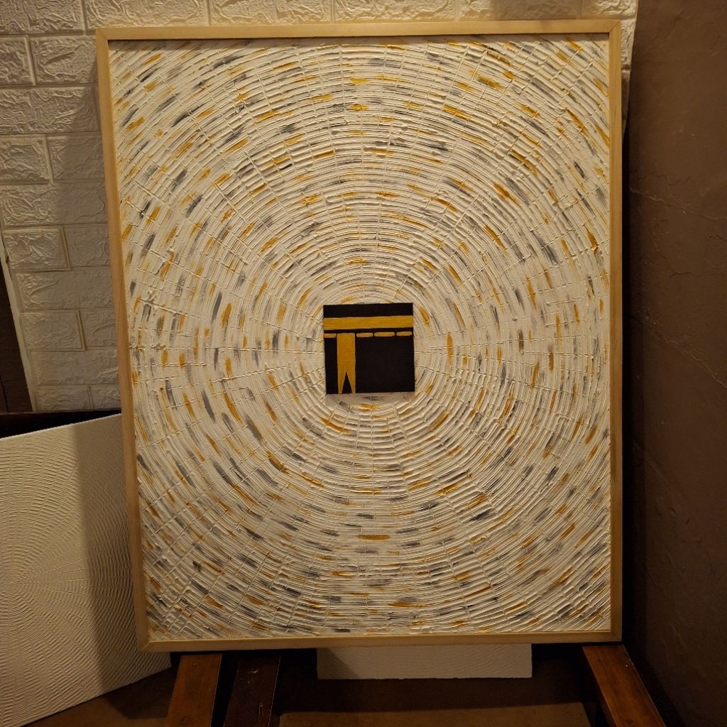 Jual 70x90 BEST SELLER Lukisan tekstur kabah ka'bah minimalis textured ...