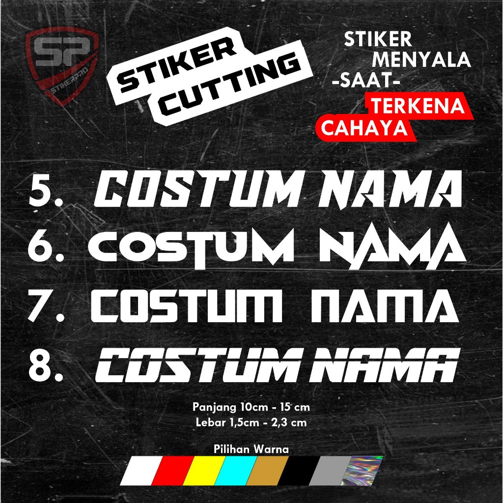Jual STICKER STIKER CUTTING CUSTOM NAMA FONT RACING REQUEST NAMA ...