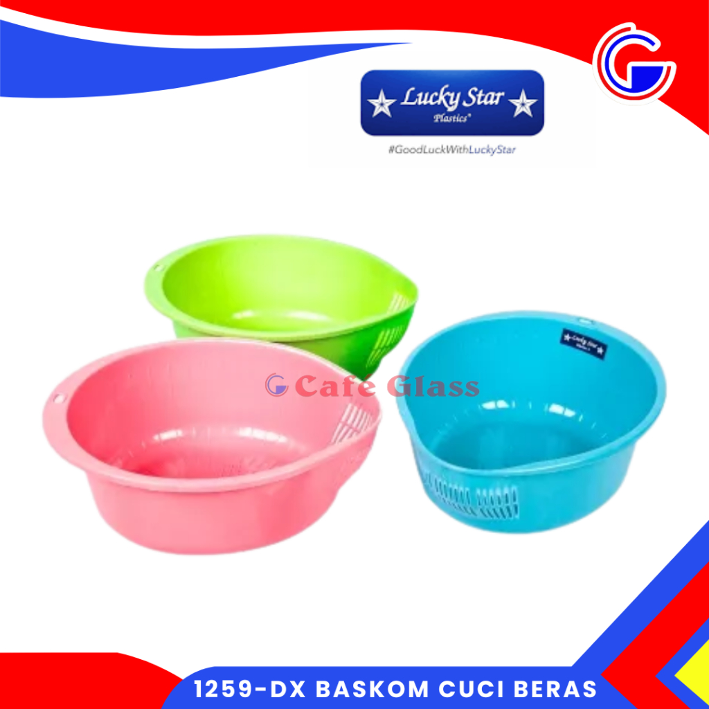 BASKOM CUCI BERAS PLASTIK LUCKY STAR | BASKOM SARINGAN WASTAFEL SAYUR BUAH | 1259-DX BASKOM SARINGAN