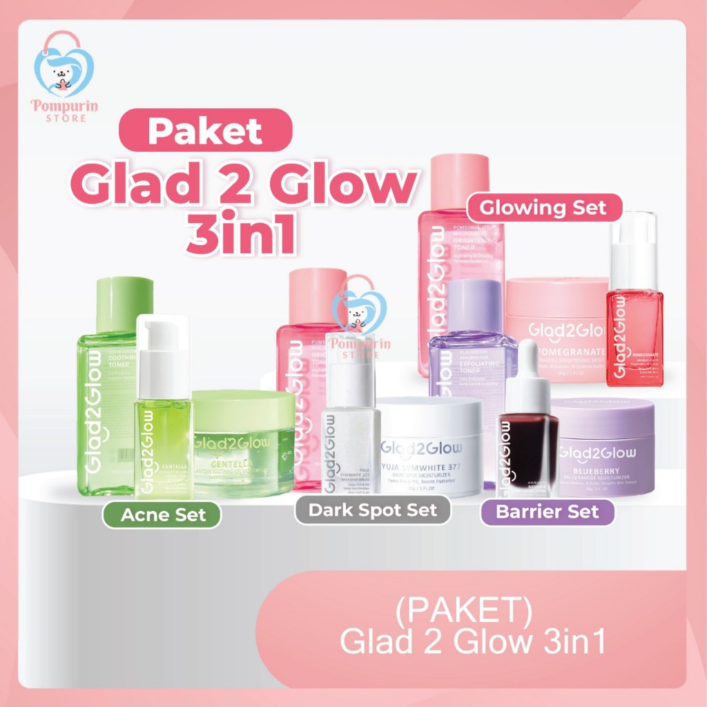 Jual (PAKET) Glad2Glow 3in1 - Glowing Set / Barrier Set / Acne Set ...