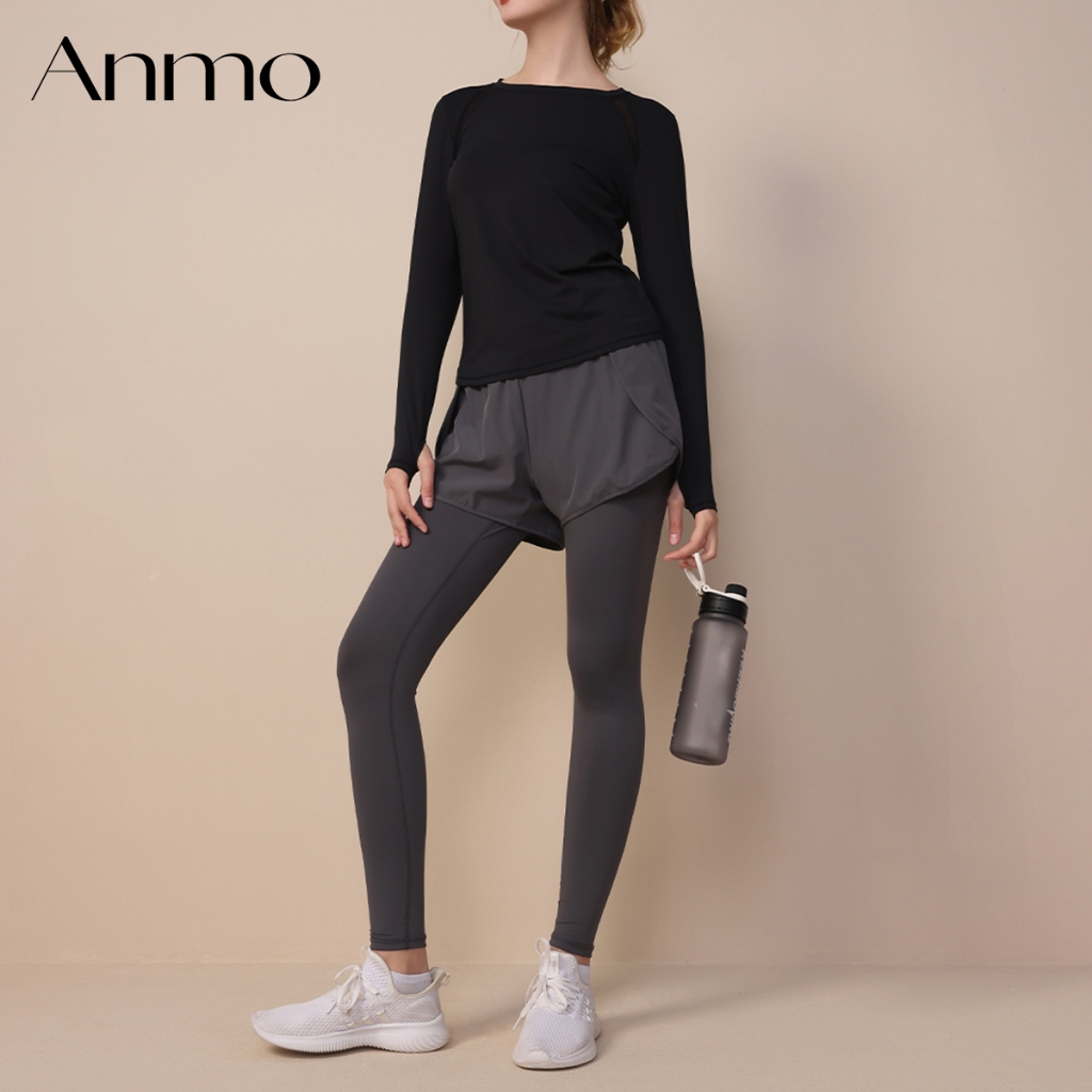 Jual ANMO-Celana Olahraga Wanita Legging High Waist 2 in 1 Outdoor ...