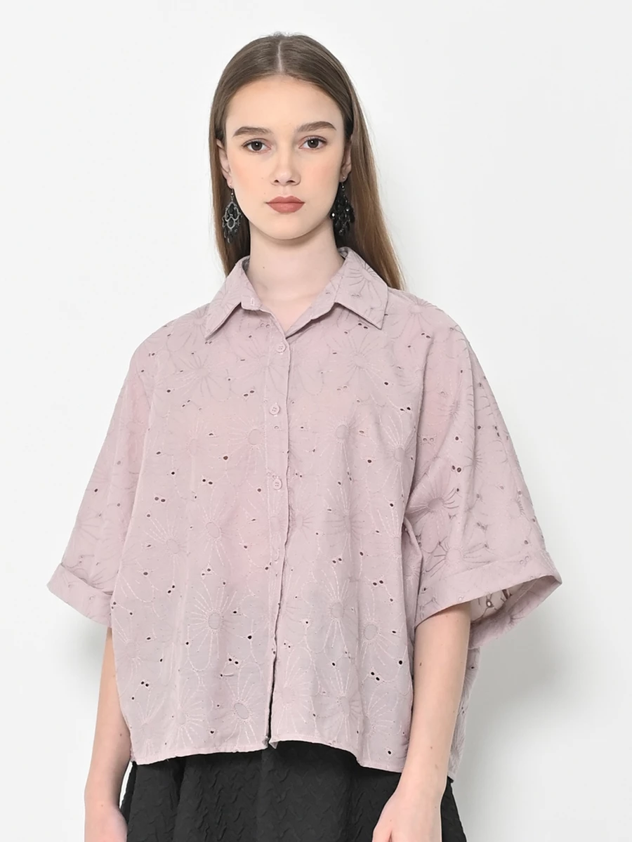 Pastel Eyelet Boxy Shirt 