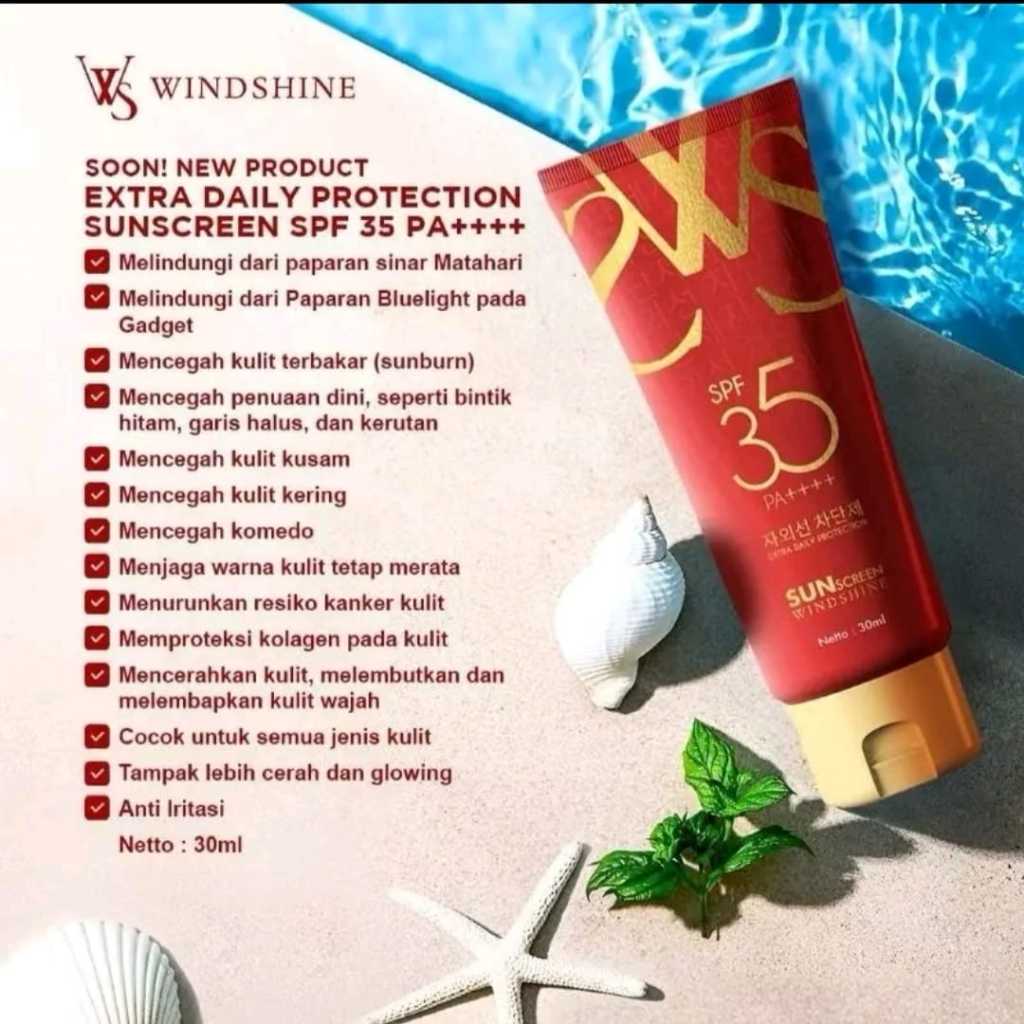 Jual WINDSHINE || Hybrid Sunscreen SPF35PA++ Non comedogenic, no ...