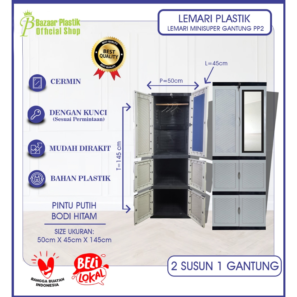 Jual ( Lemari GANTUNG ) Lemari Pakaian Plastik / Lemari Plastik 4Susun ...