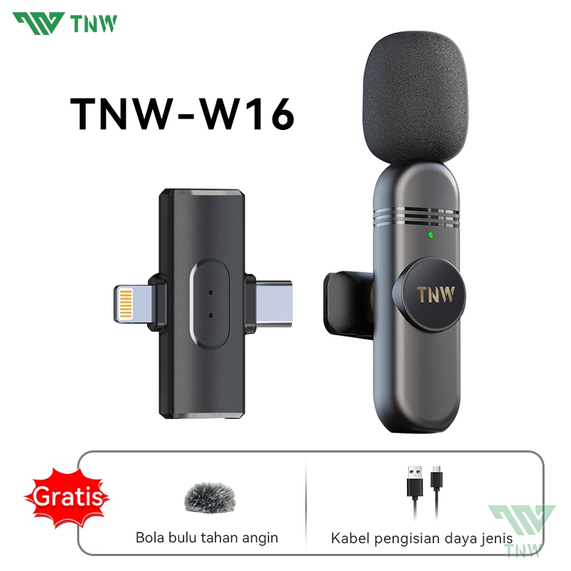 Gambar produk TNW W16 /W17 2 In 1 Wireless Microphone Clip On Mic Portable Microphone Mikrofon Lavalier HP Untuk TikTok YouTube Facebook Live Streaming 6