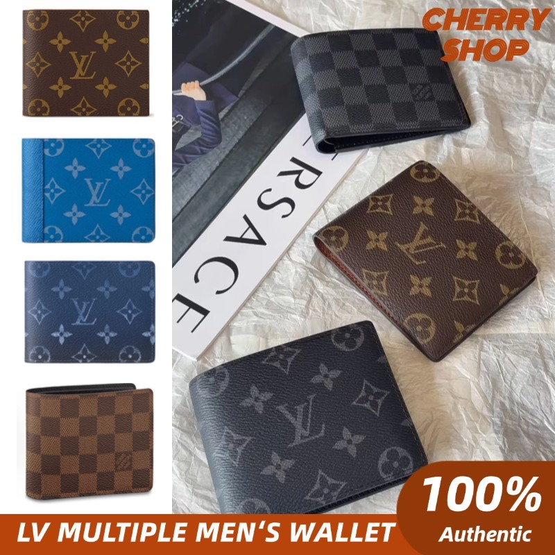 100% authentic✨ Louis vuitton MULTIPLE wallet LV Men's Card Holder Ladies  Coin Purse M60895