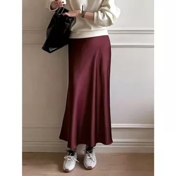 Rok Satin A Line Rok Satin Reine V2 90CM 100CM Satin Long Skirt Rok Satin Panjang S Sampai 3XL