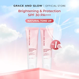 Grace and Glow BUNDLE 2 PCS Brightening Sun Body Serum Hand Body Lotion SPF 30 PA+++ | Body Sunscreen Sunblock Badan Anti UV with Arbutin + Bearberry | Lotion Tone Up Wangi Tahan Lama untuk Melembabkan Mencerahkan Kulit Belang (Whitening & Moisturizing)
