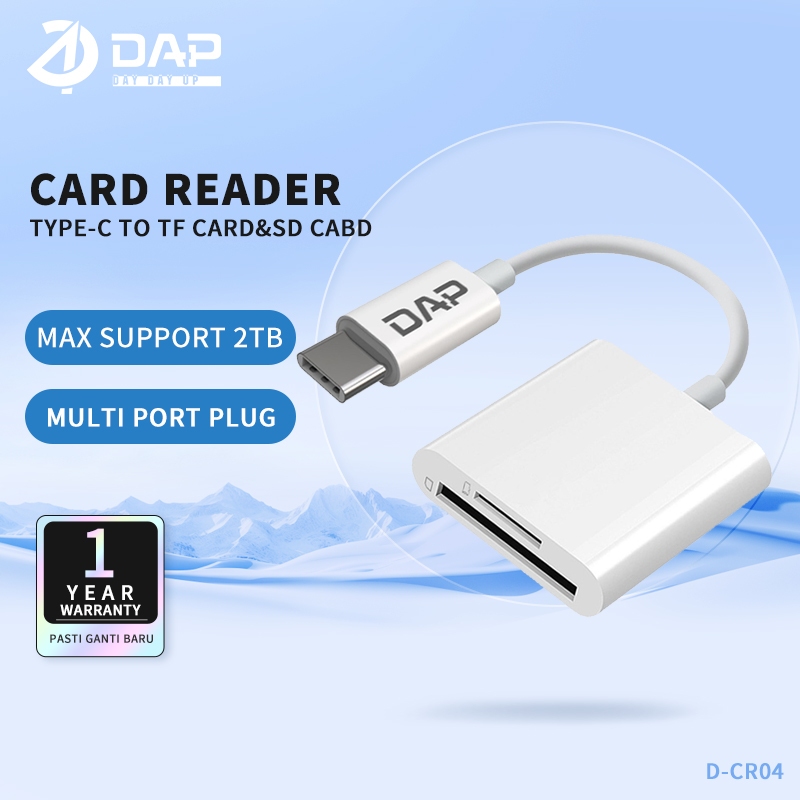 Jual DAP D-CR04 Card Reader Type C to TF Card & SD Card With USB 2.0 ...