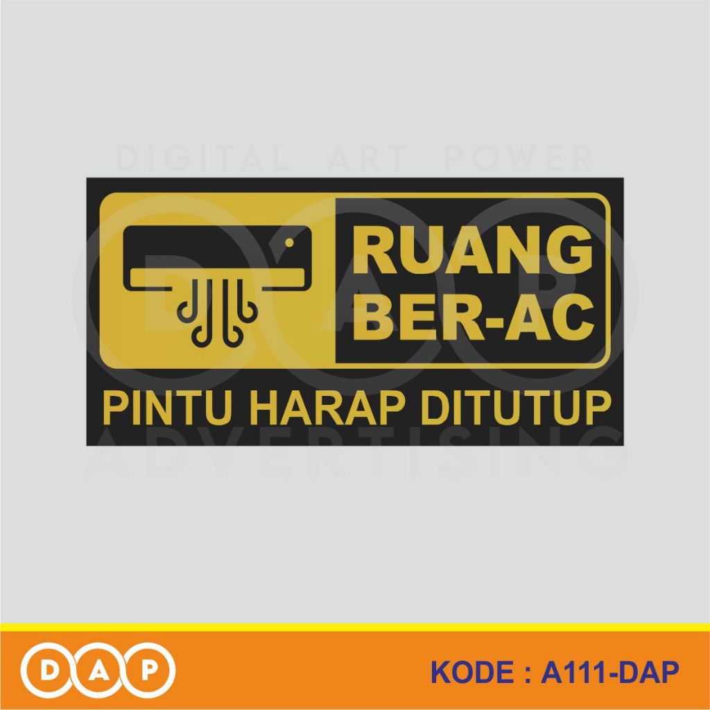 Jual A111 - Acrylic Sign, Stiker Akrilik Ruang BerAC, Ruangan Ber AC ...