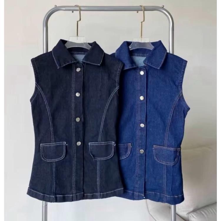 Jual Vest Jeans - Outer Rompi Denim Berkancing Outfit Konser | Shopee ...