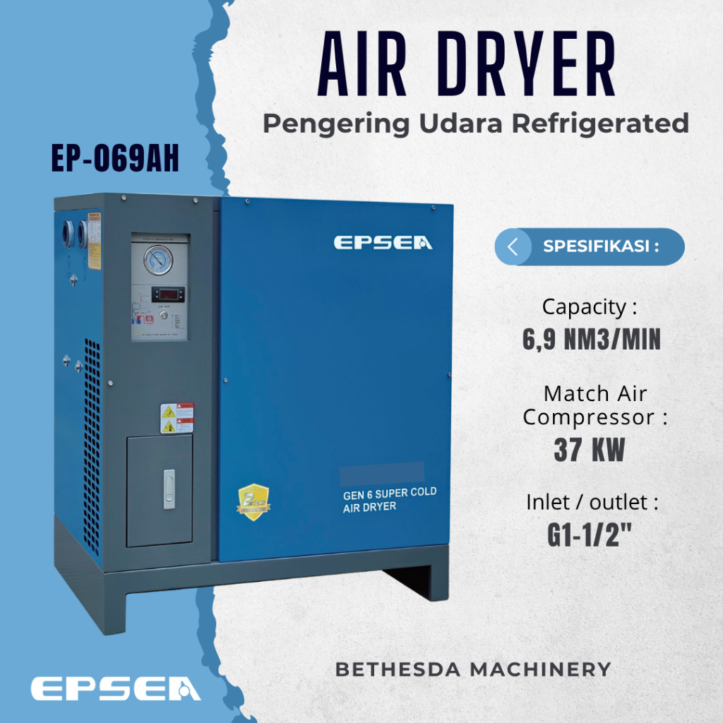 Jual EPSEA Pengering Udara EP-069AH Kapasitas 6.9 Nm³/min Kompresor 50 ...