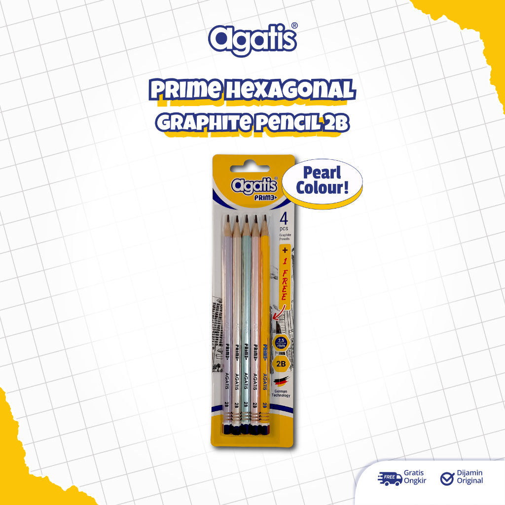 Jual Agatis Prime - Pensil Tulis 2B Green Natural Yellow Neon Pastel ...