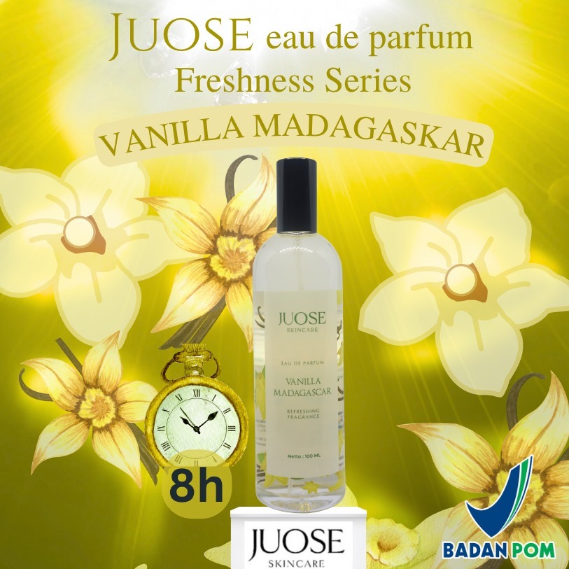 Parfum Unisex Juose Vanilla Madagaskar 100 ML Aroma Lembut, Tahan Lama, Aman untuk Semua Jenis Kulit