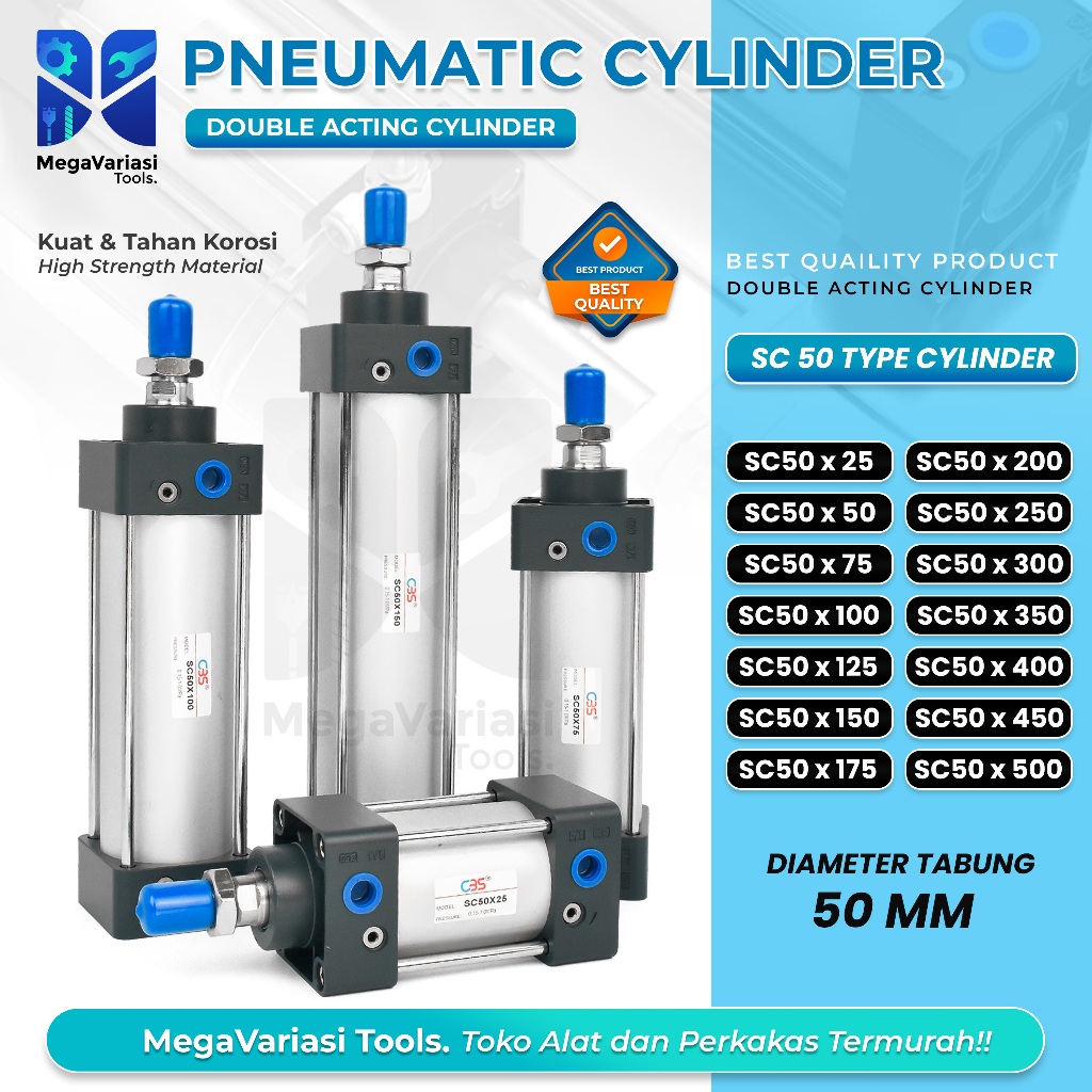 Jual Cylinder Pneumatic Angin Type SC Pneumatik Air Silinder Standard ...