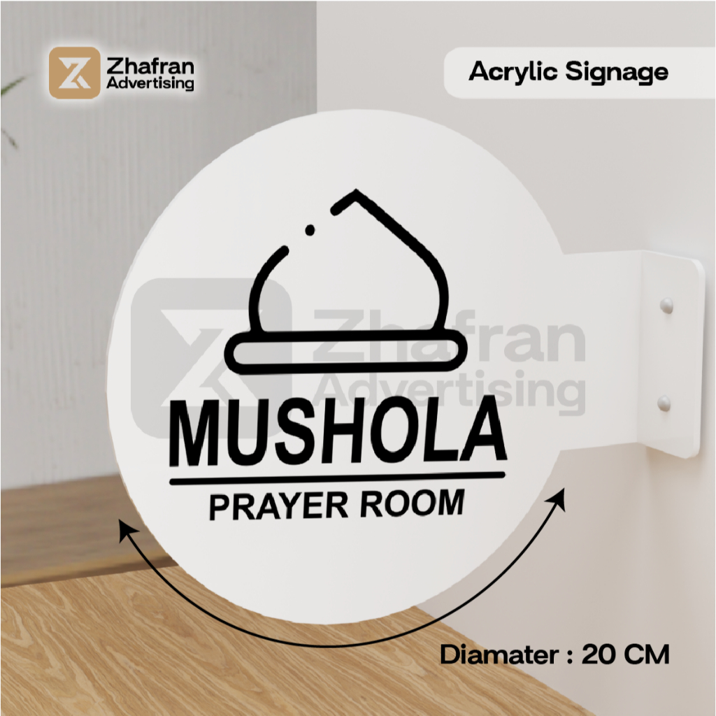 Jual Sign Board Mushola - Pop Up Signage Akrilik Mushola Bulat Modern ...