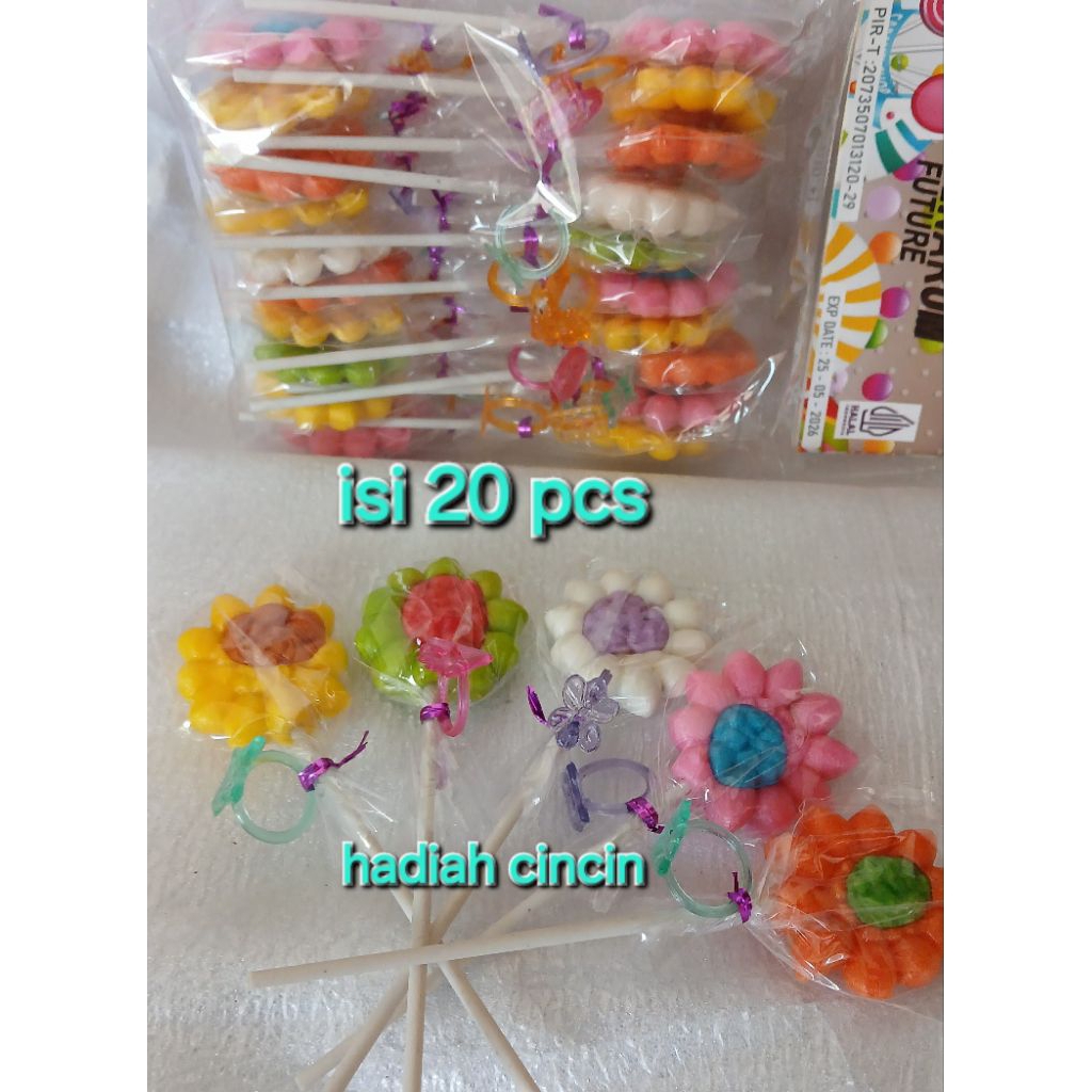 Jual permen bunga MATAHARI hadiah CINCIN plastik isi 20pcs | Shopee ...
