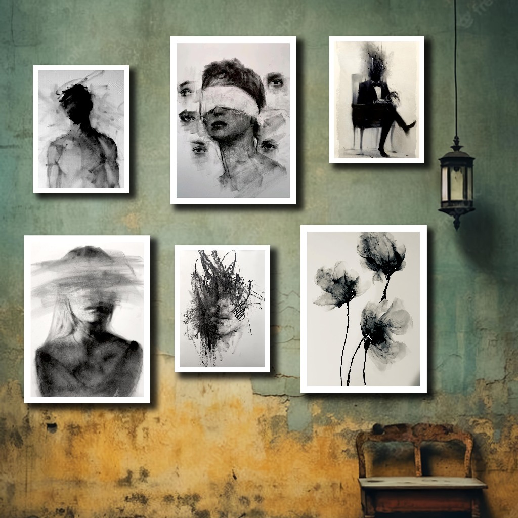 HIASAN DINDING LUKISAN ABSTRAK AESTHETIC WALL DECOR PAJANGAN RUANG TENGAH RUANG KAMAR GA62