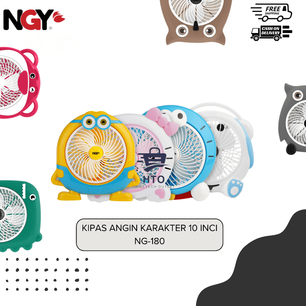 Jual Nagoya NG-180 Mini Box Fan Kipas Angin Meja Karakter 10 Inci Desk ...