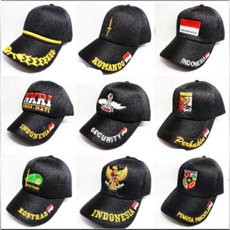 Jual Topi Jaring Double Mess Warna Hitam Bordir Nkri Indonesia Garuda ...