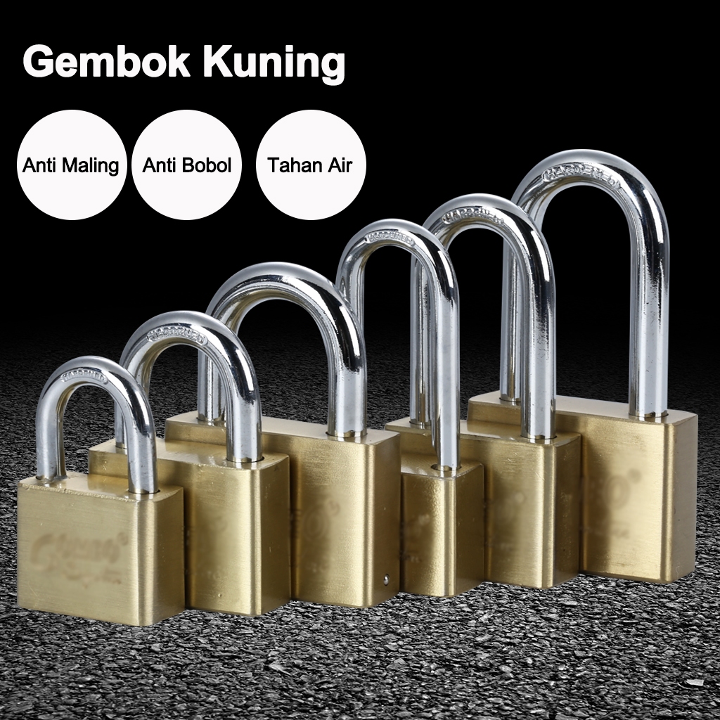 Jual Gembok Kuning Heavy Duty Padlock 40 50 60 mm Leher Panjang Pendek ...