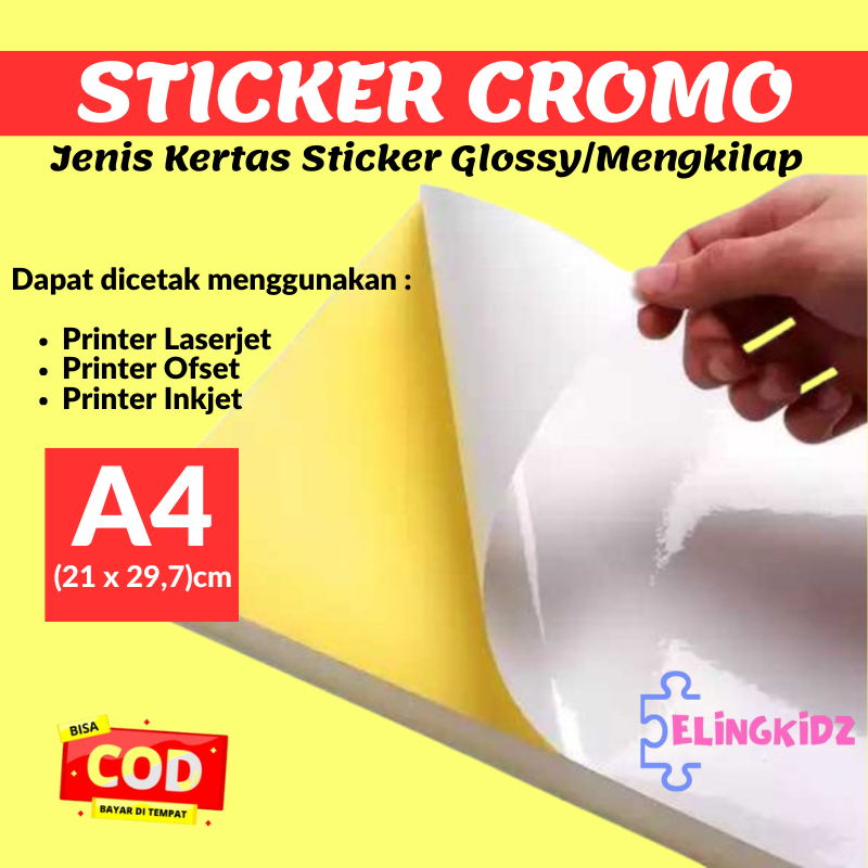 Jual Kertas Stiker A4 Glossy Anti Air Isi 20 Lembar Sticker Cromo ...