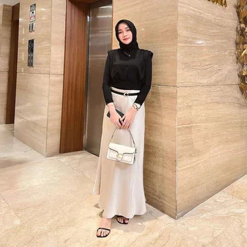 Satin Silk Skirt Rok Duyung Panjang Satin Premium Wanita Elegan Korea Muslimah M L XL