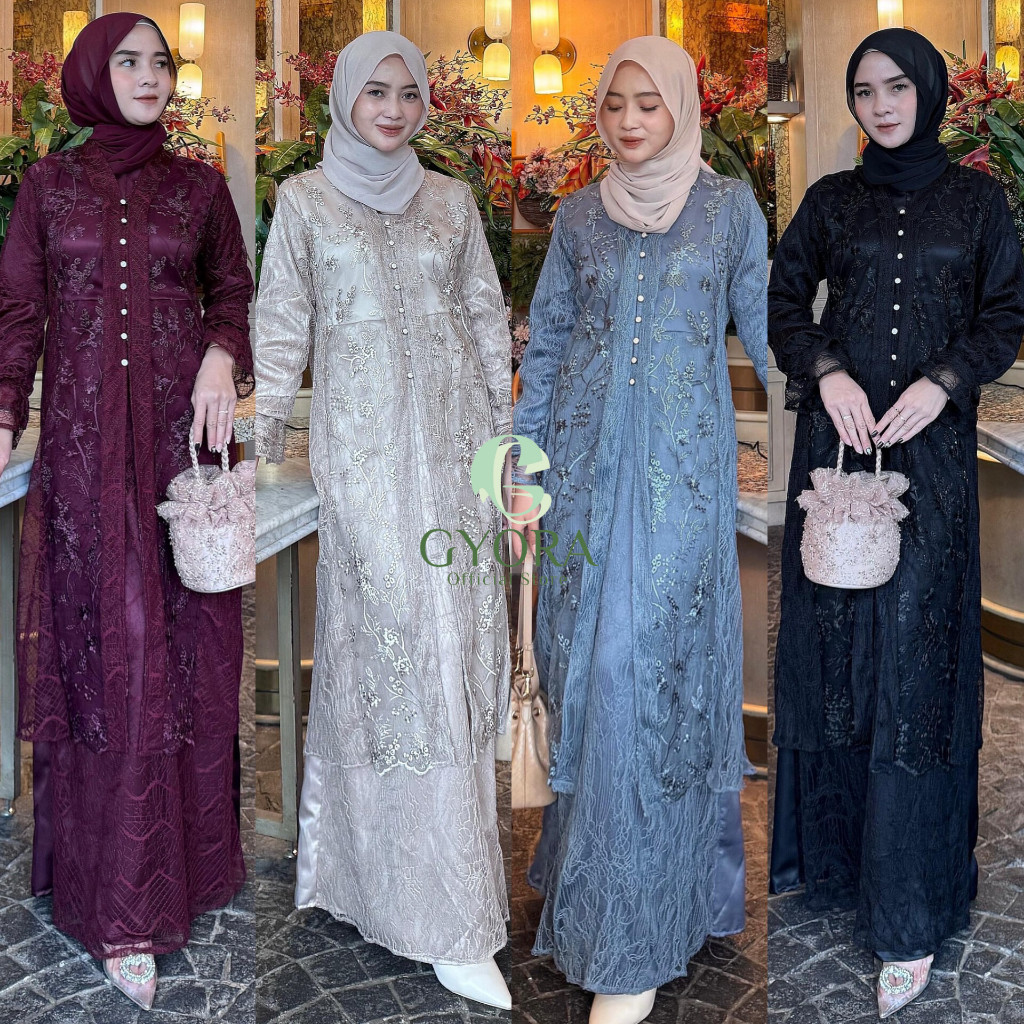 Jual GYORA EXCLUSIVE DRESS BRUKAT SET INNER OUTER BAJU GAMIS KONDANGAN ...