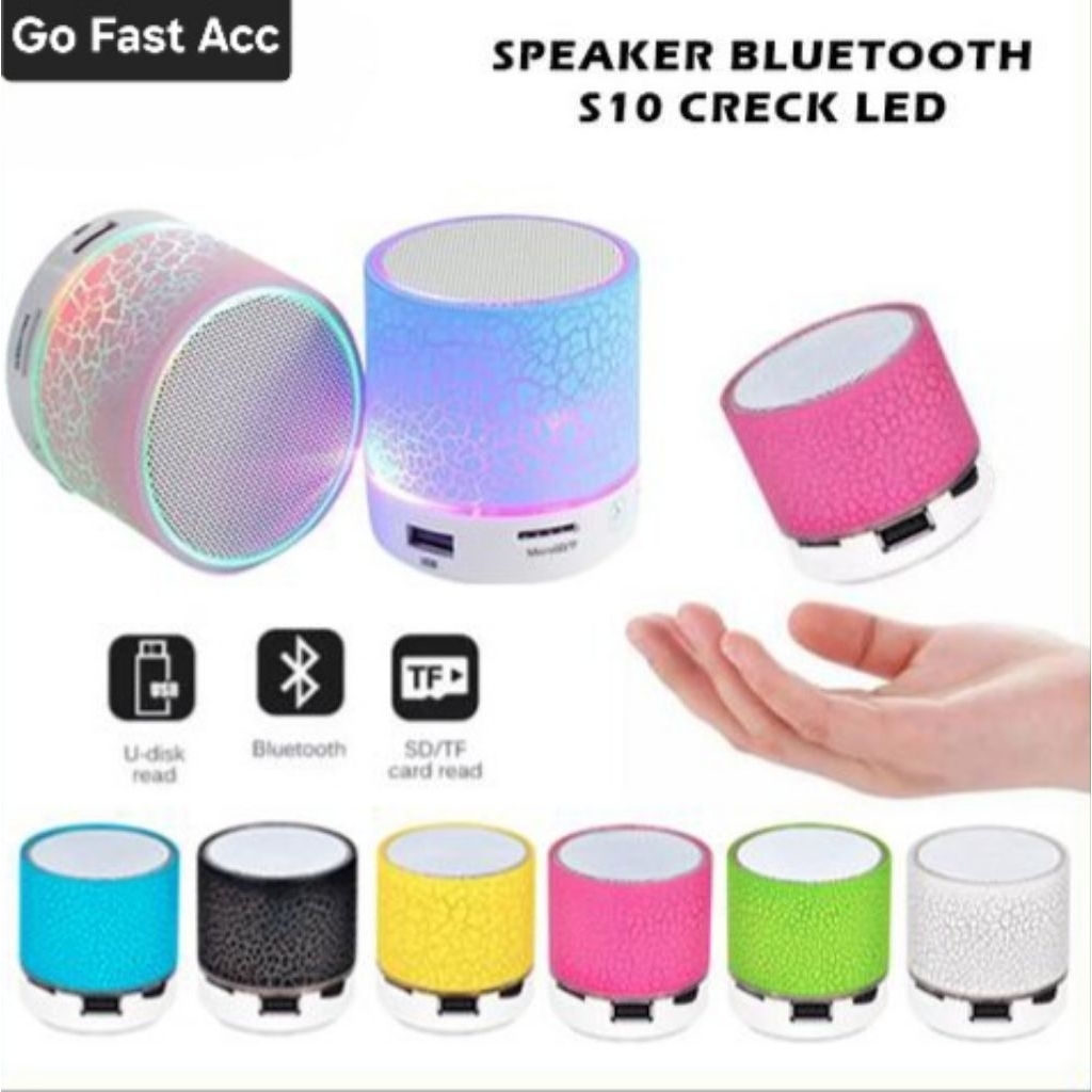 Jual Speaker mini Bluetooth Music Box S10 motif Retak Corak led ...