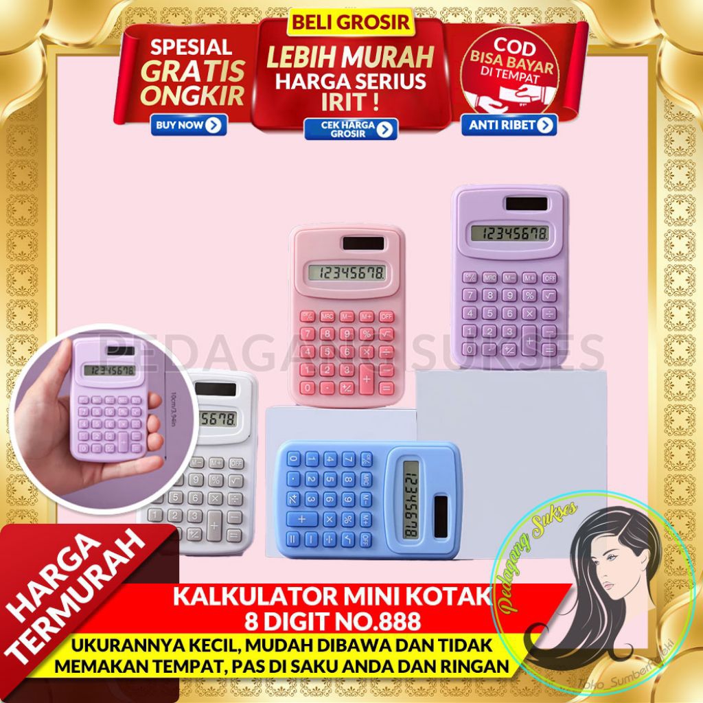 Jual Kalkulator Mini Kotak 8 Digit, Ukuran Saku, Warna-Warna Lucu No ...