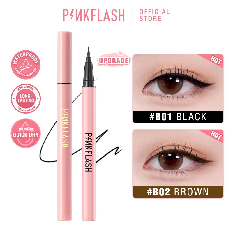 Pinkflash#OhMyLine Waterproof Liquid Eyeliner 24 Jam Long Wear Quick Dry Smudge-proof Anti-transfer